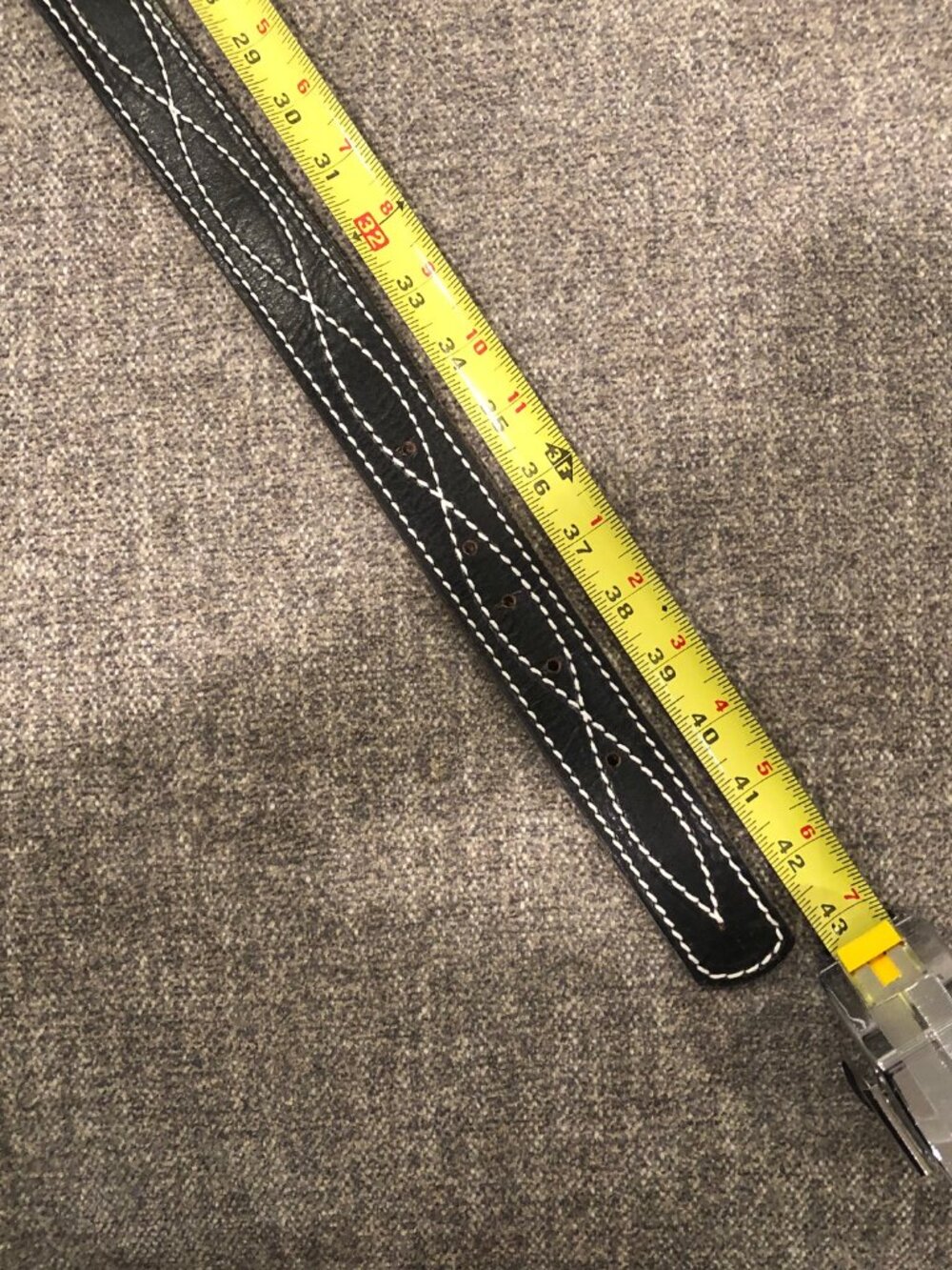 Black Leather Belt, Size 43" - Picture 3 of 3